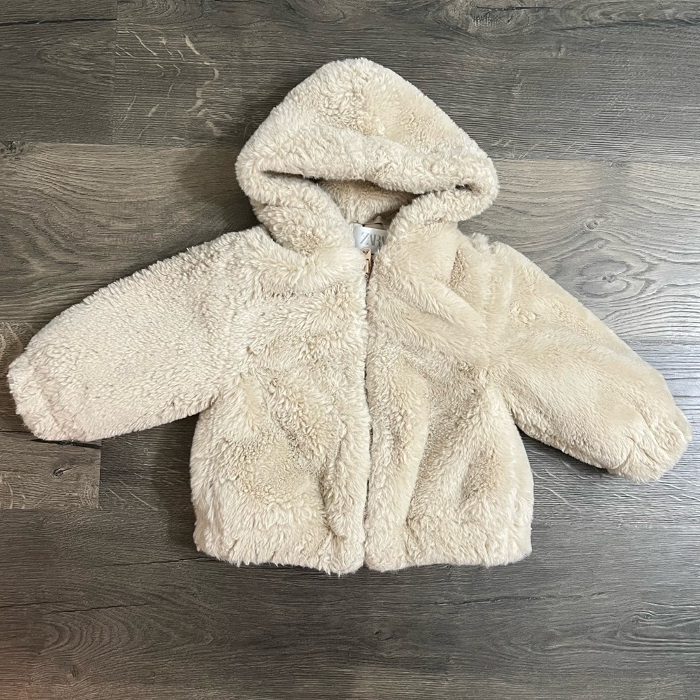 Zara girl tan fur jacket 12-18 months